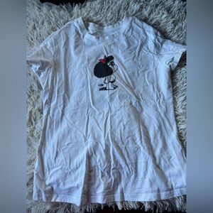 White Kids Short Sleeve Tee with Cartoon Print